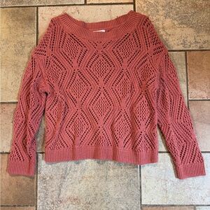 Old Navy Mauve Pink Open Knit Boatneck Sweater Size Small